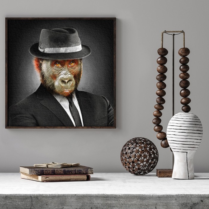 Πίνακας σε καμβά για το σαλόνι με μια Κομψή μαϊμού