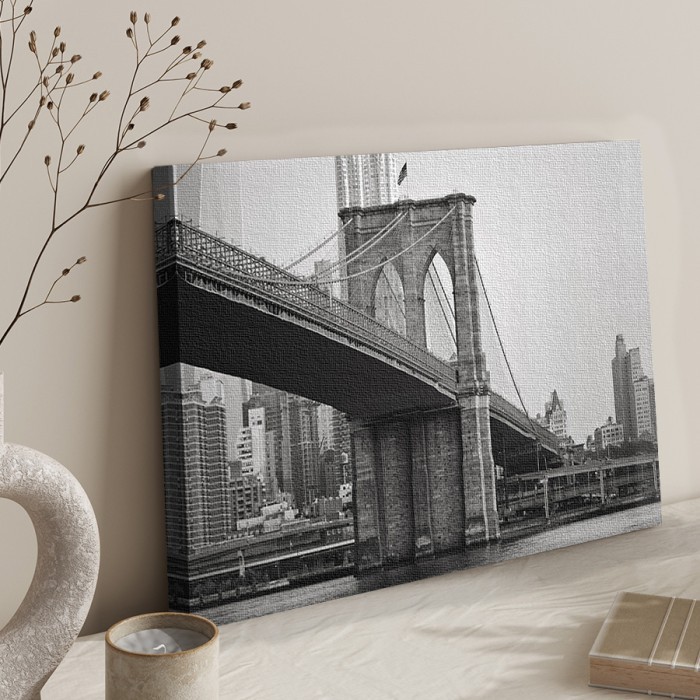 Brooklyns bridge σε Πίνακα σε καμβά με κορνίζα