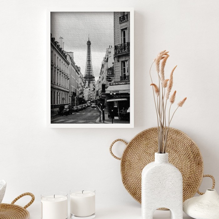 Δρόμος στο Παρίσι σε Πίνακα σε καμβά με κορνίζα