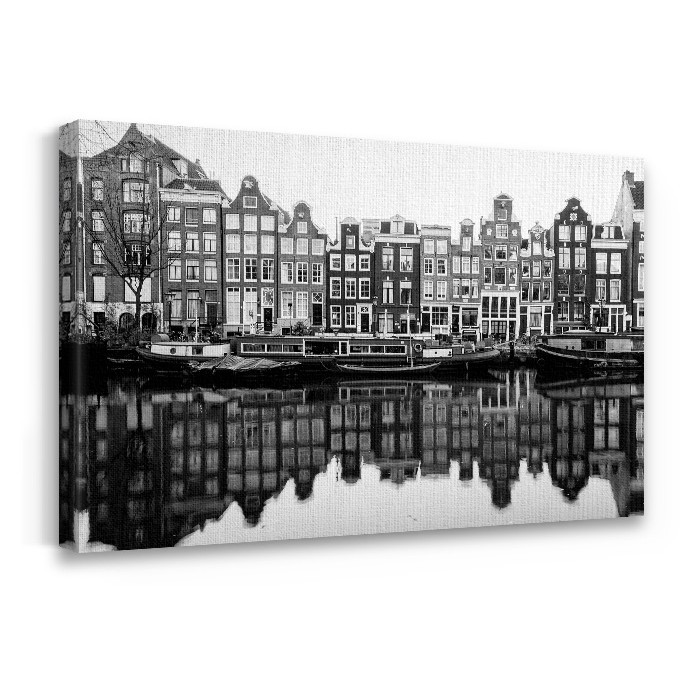Κανάλι στο Άμστερνταμ σε Πίνακα σε καμβά με τελάρο