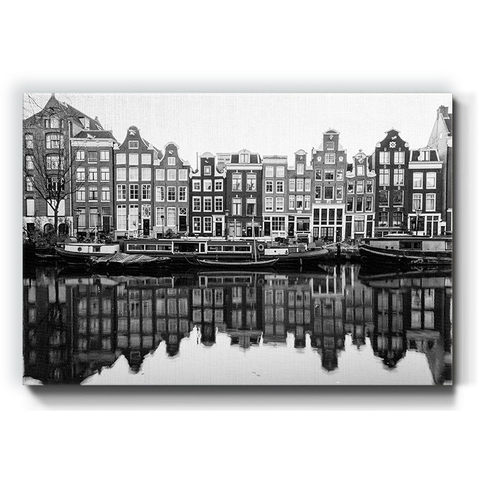Κανάλι στο Άμστερνταμ σε Πίνακα σε καμβά