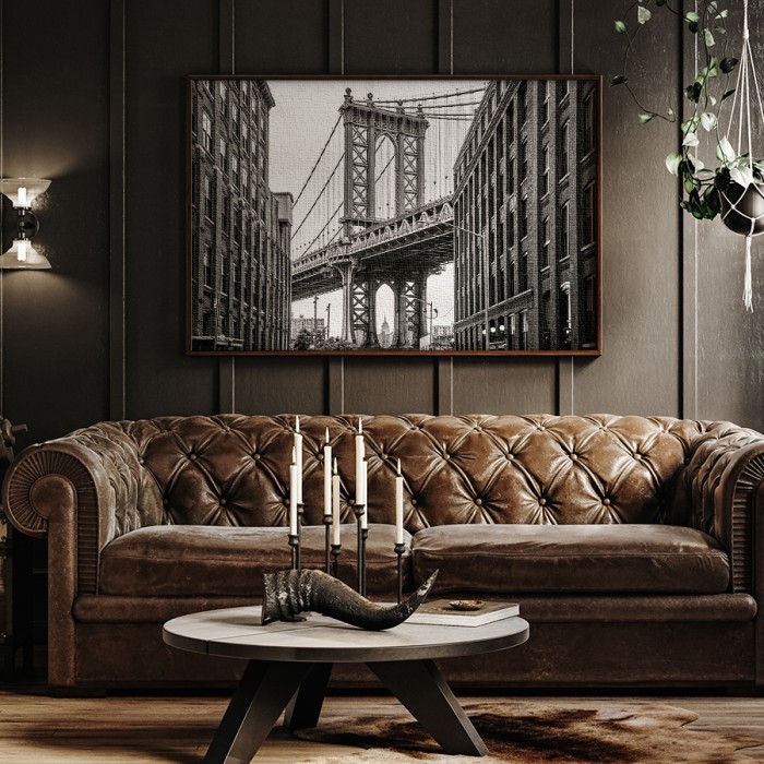 Πίνακας σε καμβά για το σαλόνι με Γέφυρα του Μανχάταν