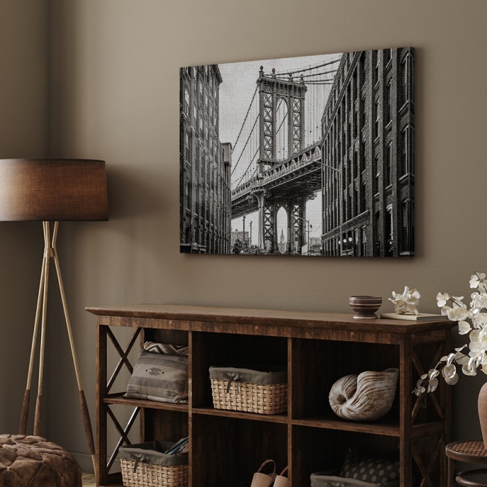 Πίνακας σε καμβά με κορνίζα με Γέφυρα του Μανχάταν