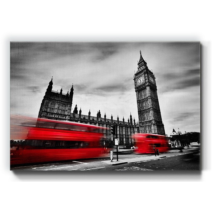 Κόκκινα λεωφορεία στο Λονδίνο σε Πίνακα σε καμβά