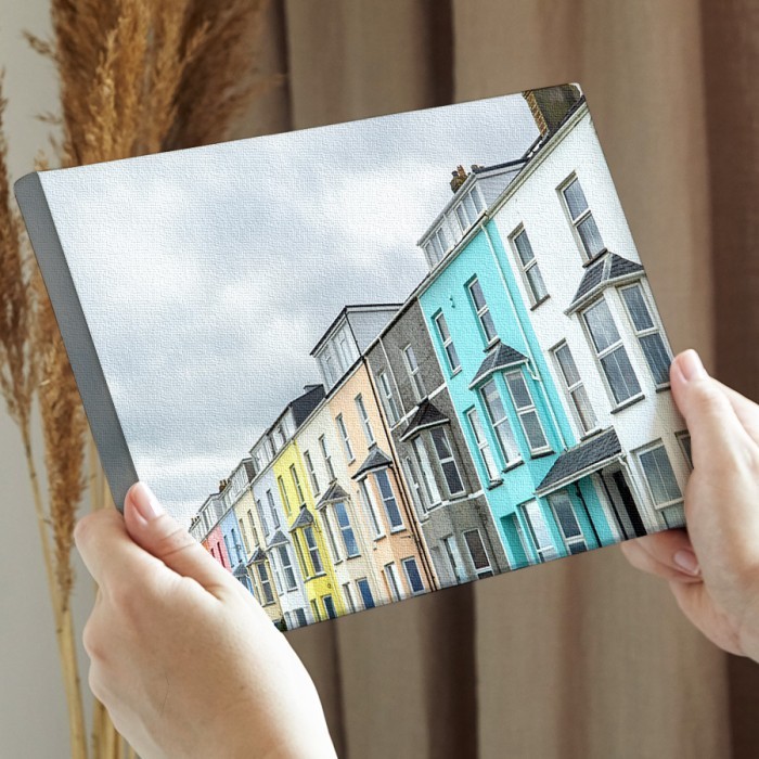 Χρωματιστά σπίτια σε Πίνακα σε καμβά για την διακόσμηση τοίχου