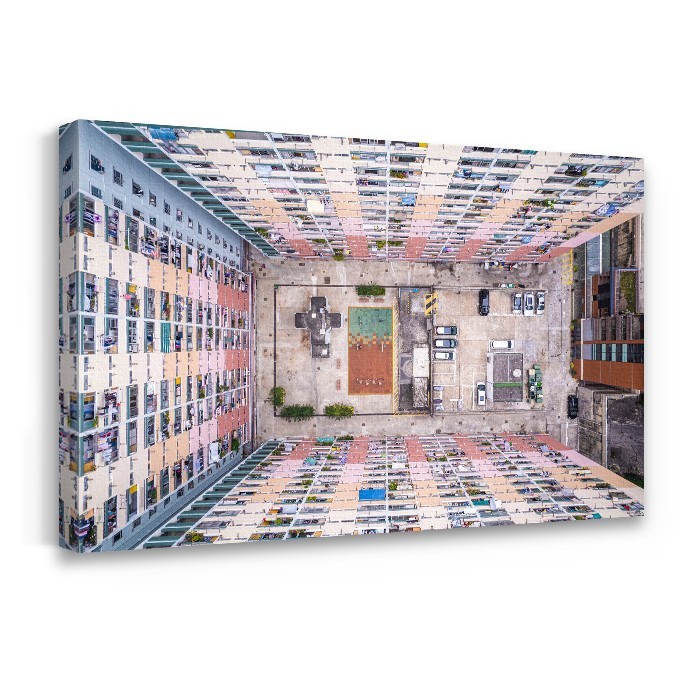 Πολύχρωμη κατοικία Χονγκ Κονγκ σε Πίνακα σε καμβά με τελάρο