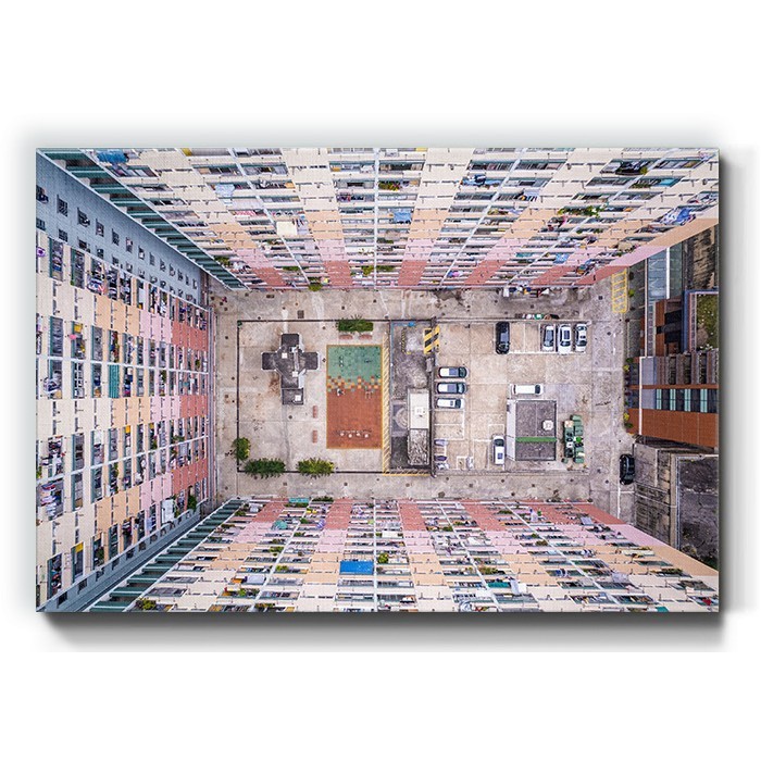 Πολύχρωμη κατοικία Χονγκ Κονγκ σε Πίνακα σε καμβά