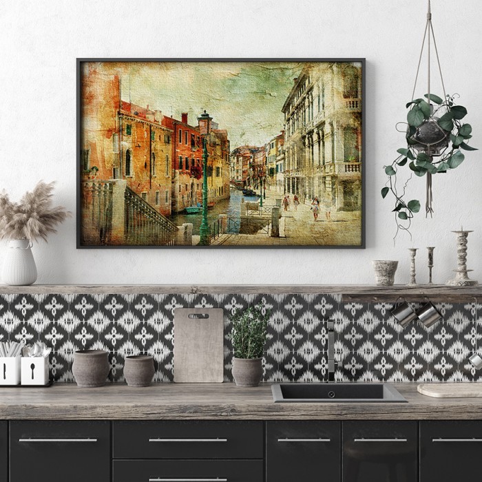 Ρομαντική Βενετία σε Πίνακα σε καμβά με κορνίζα