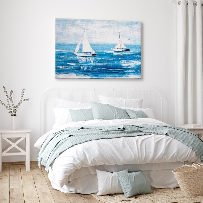 Πίνακας σε καμβά για το σαλόνι με Ιστιοπλοϊκά στη θάλασσα 