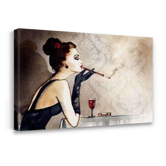 Πίνακας σε καμβά με τελάρο με Ρετρό γυναίκα με τσιγάρο