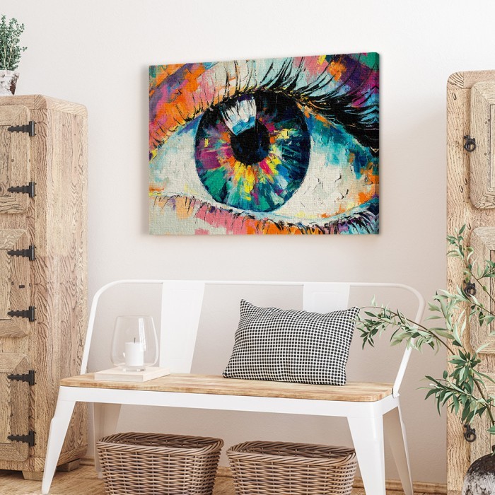 Πίνακας σε καμβά για το σαλόνι με Πολύχρωμο μάτι