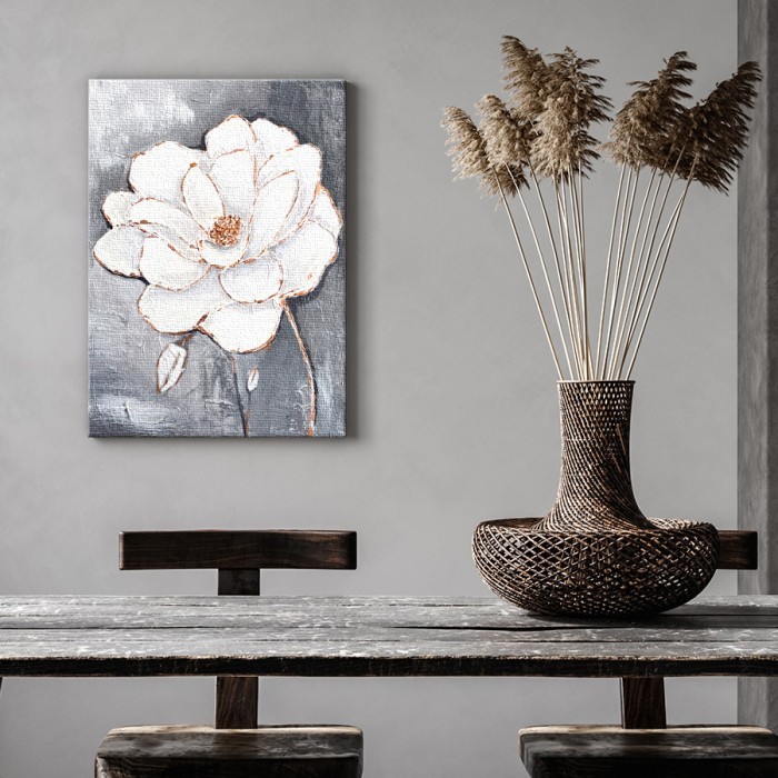 Πίνακας σε καμβά για το σαλόνι με Λευκό λουλούδι