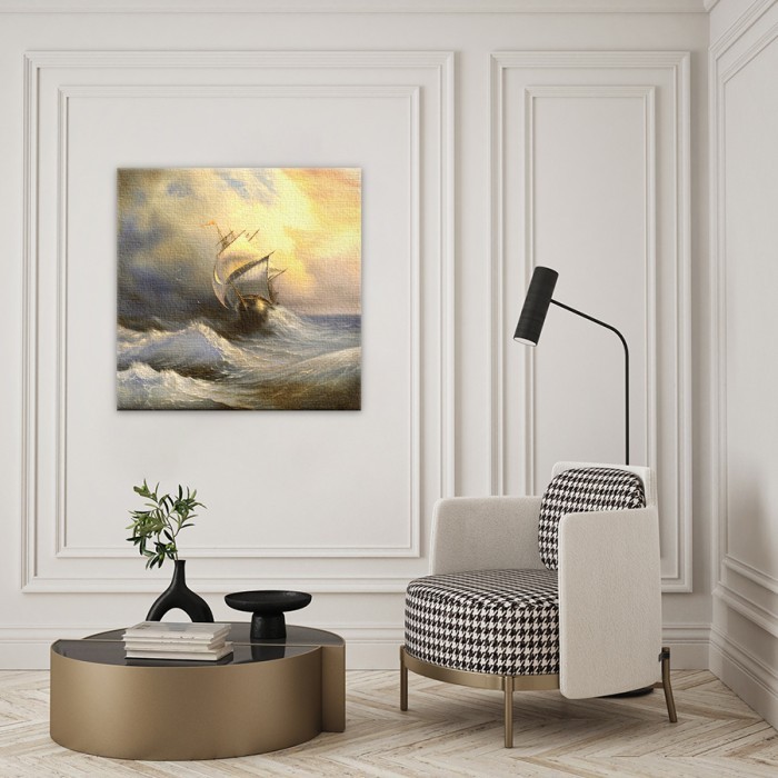 Πίνακας σε καμβά για το σαλόνι με Καράβι σε θυελλώδη θάλασσα