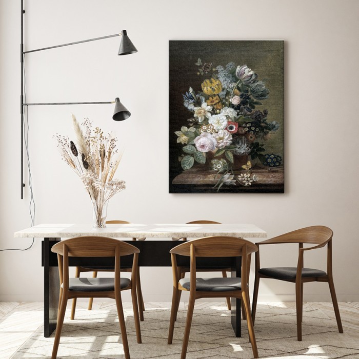 Πίνακας σε καμβά για το σαλόνι με Μπουκέτο με λουλούδια