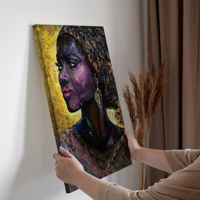 Πίνακας σε καμβά για την διακόσμηση τοίχου με Κομψή αφρικανή γυναίκα