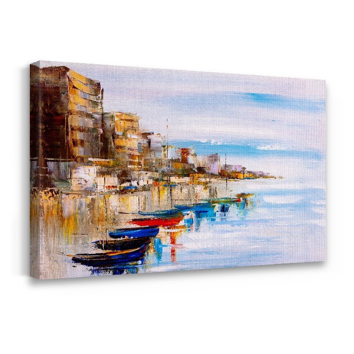 Πίνακας σε καμβά με τελάρο με Βάρκες στο λιμάνι
