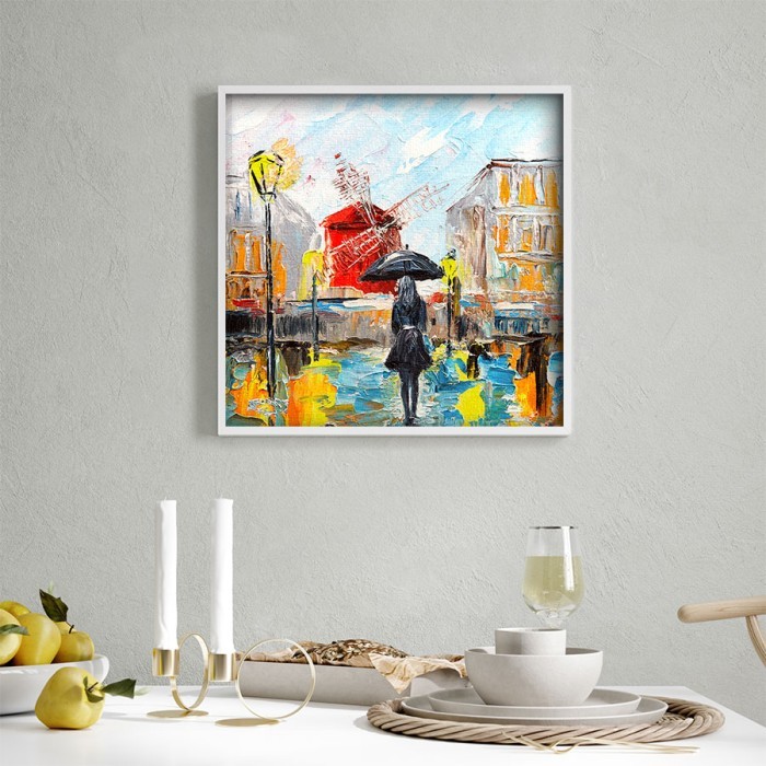 Πίνακας σε καμβά με κορνίζα με Γυναίκα με ομπρέλα