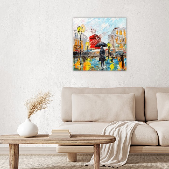 Πίνακας σε καμβά για το σαλόνι με Γυναίκα με ομπρέλα