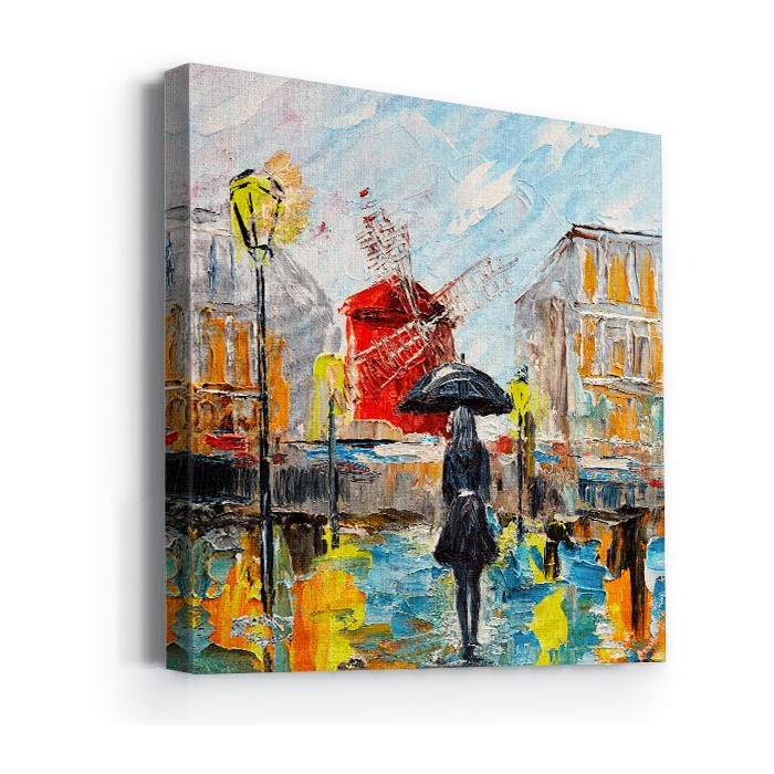 Πίνακας σε καμβά με τελάρο με Γυναίκα με ομπρέλα