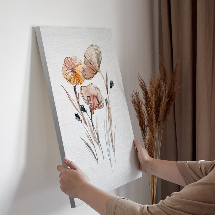 Πίνακας σε καμβά για την διακόσμηση τοίχου με Λουλούδια σε παστέλ χρώματα