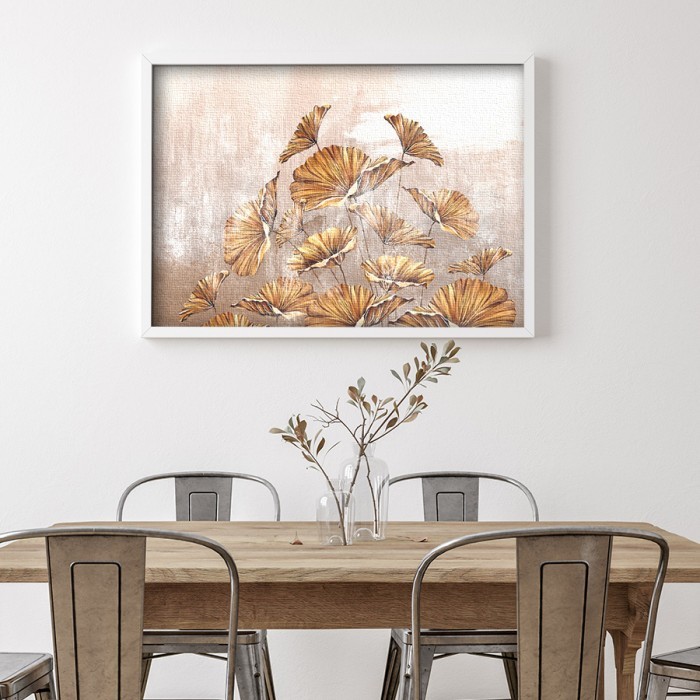 Πίνακας σε καμβά με κορνίζα με Ζωγραφισμένα χρυσά φύλλα