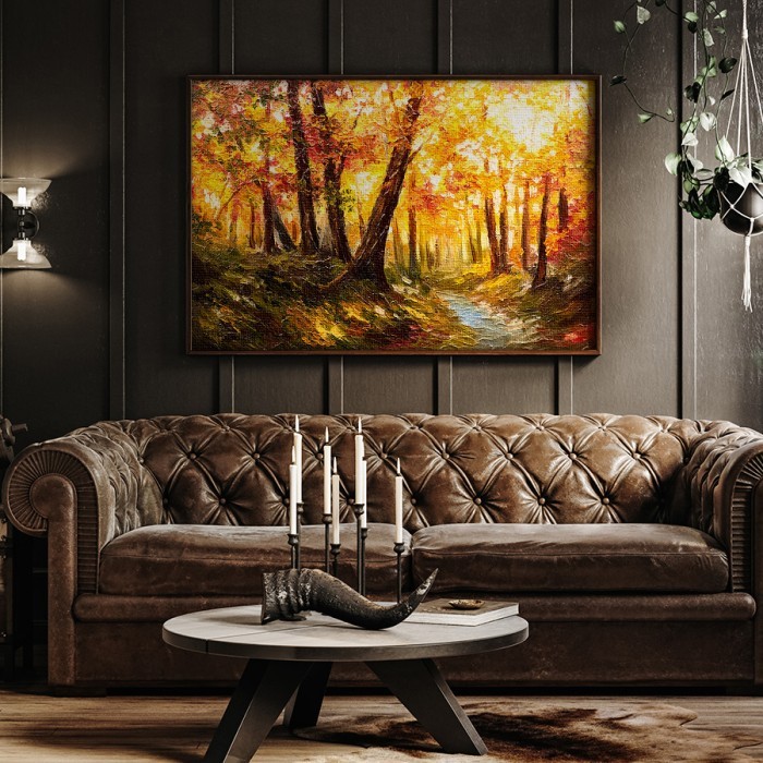 Πίνακας σε καμβά με κορνίζα με Δάσος το φθινόπωρο