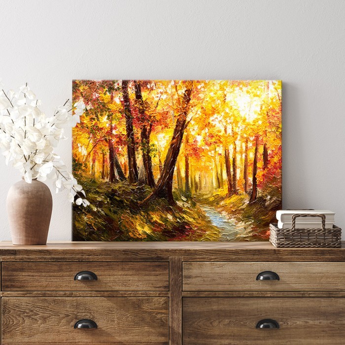 Πίνακας σε καμβά για το σαλόνι με Δάσος το φθινόπωρο