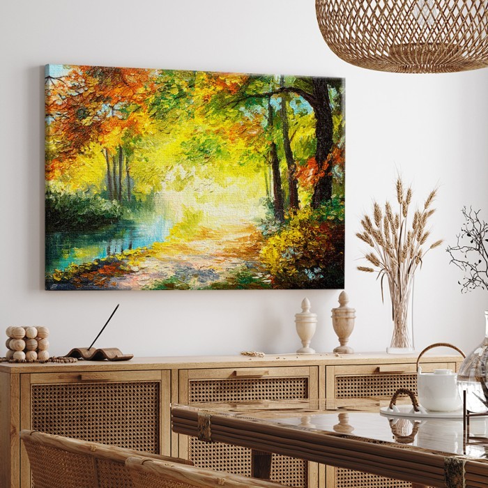 Πίνακας σε καμβά για το σαλόνι με Πολύχρωμο δάσος
