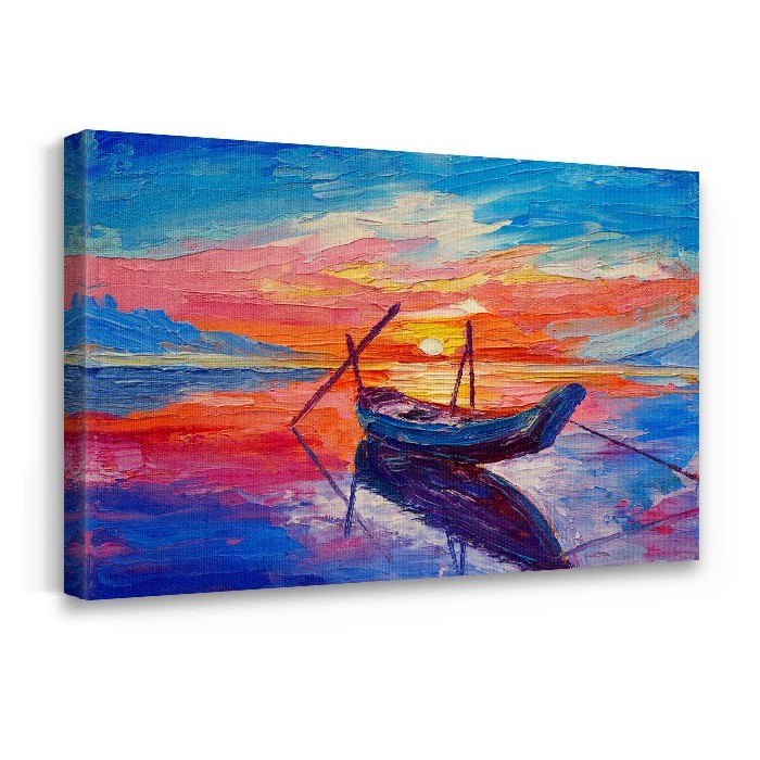Πίνακας σε καμβά με τελάρο με Αλιευτικό σκάφος στη θάλασσα