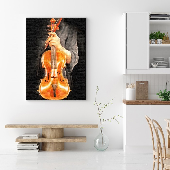 Άνδρας με βιολί σε Πίνακα σε καμβά για το σαλόνι 