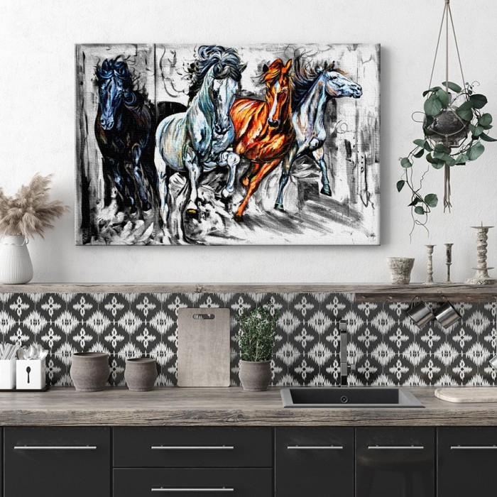Πίνακας σε καμβά για το σαλόνι με Άγρια άλογα