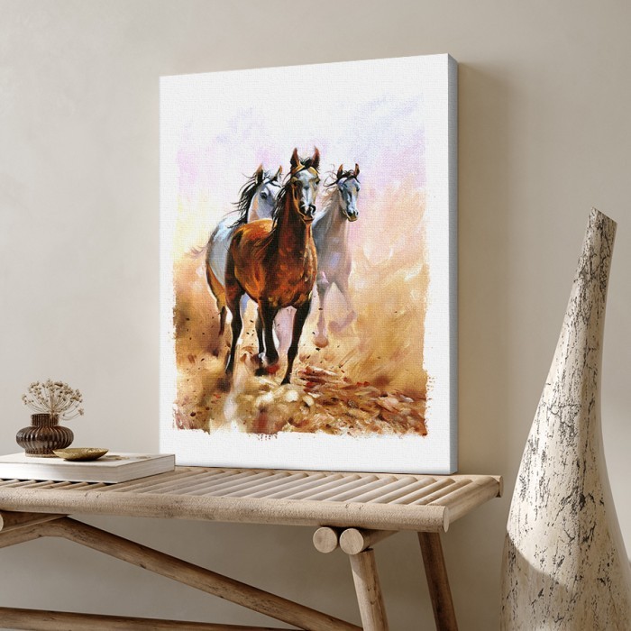 Πίνακας σε καμβά για το σαλόνι με Άλογα που καλπάζουν
