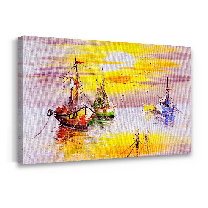Πίνακας σε καμβά με τελάρο με Πολύχρωμες βάρκες