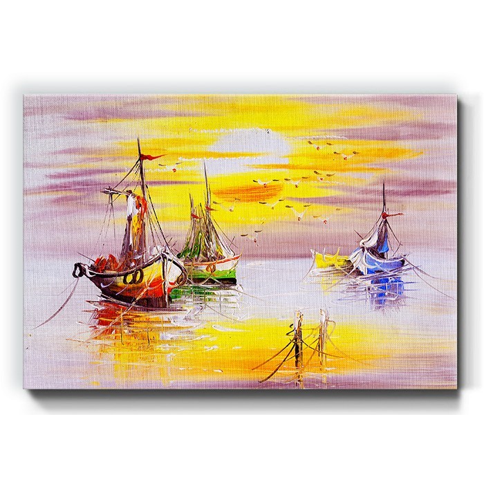 Πίνακας σε καμβά με Πολύχρωμες βάρκες