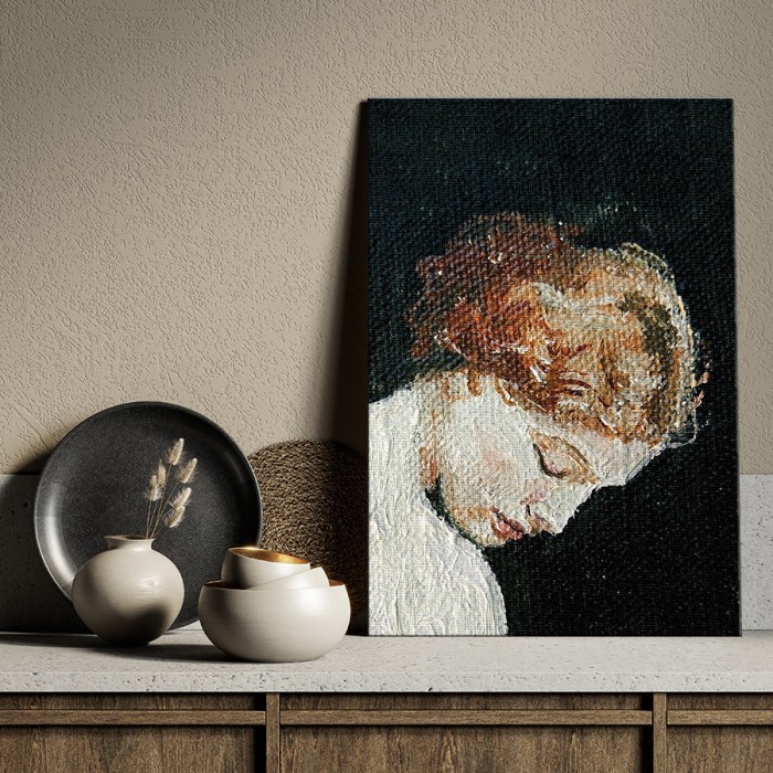 Πίνακας σε καμβά για το σαλόνι με Γυναίκα με κλειστά μάτια