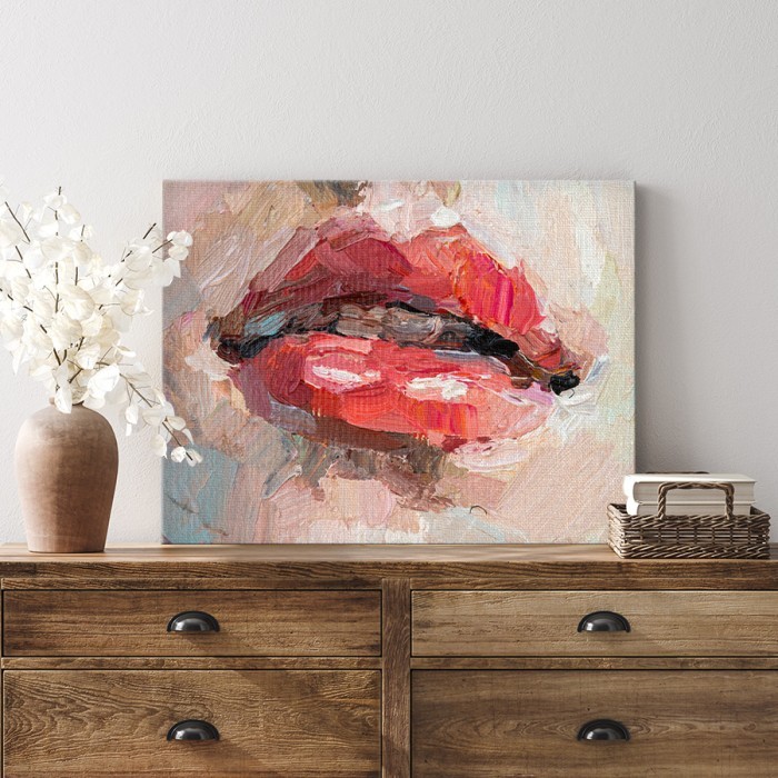 Πίνακας σε καμβά για το σαλόνι με Κόκκινα χείλη