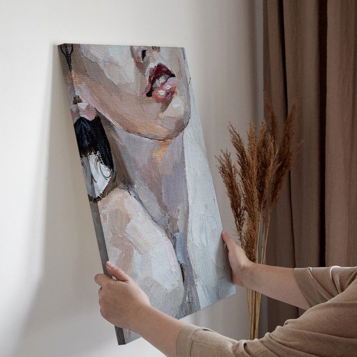 Πίνακας σε καμβά για την διακόσμηση τοίχου με Ροζ γυναικεία χείλη
