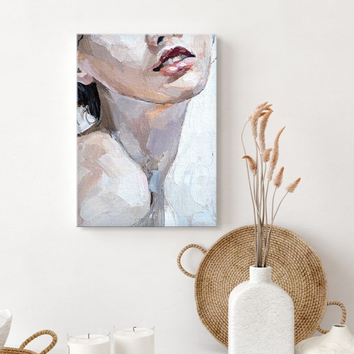Πίνακας σε καμβά για το σαλόνι με Ροζ γυναικεία χείλη