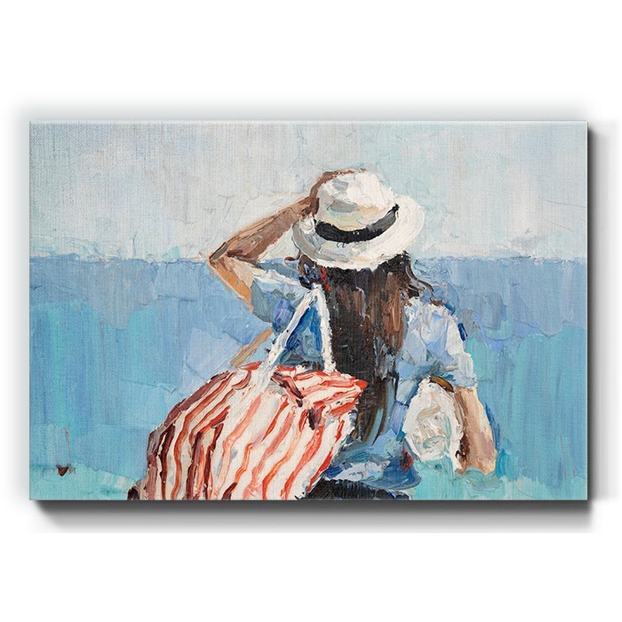 Πίνακας σε καμβά με Κοπέλα με λευκό καπέλο