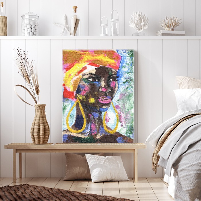 Πίνακας σε καμβά για το σαλόνι με Πορτρέτο Αφρικανής γυναίκας