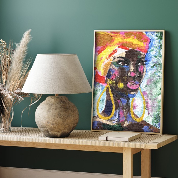 Πίνακας σε καμβά με κορνίζα με Πορτρέτο Αφρικανής γυναίκας