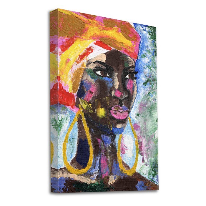 Πίνακας σε καμβά με τελάρο με Πορτρέτο Αφρικανής γυναίκας