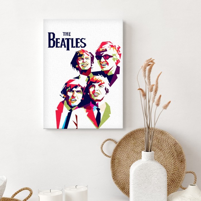 Πολύχρωμη εικογράφηση Beatles σε Πίνακα σε καμβά για το σαλόνι