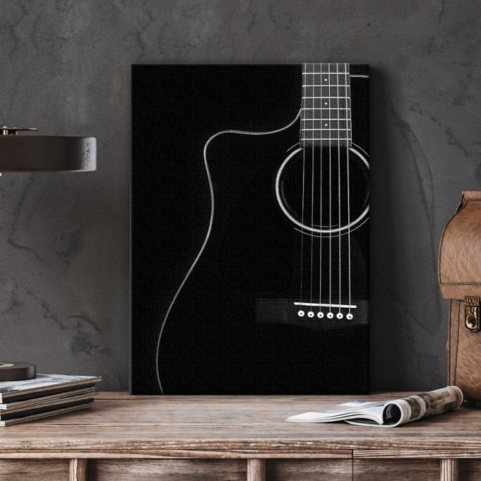 Πίνακας σε καμβά για το σαλόνι με Σιλουέτα κιθάρας