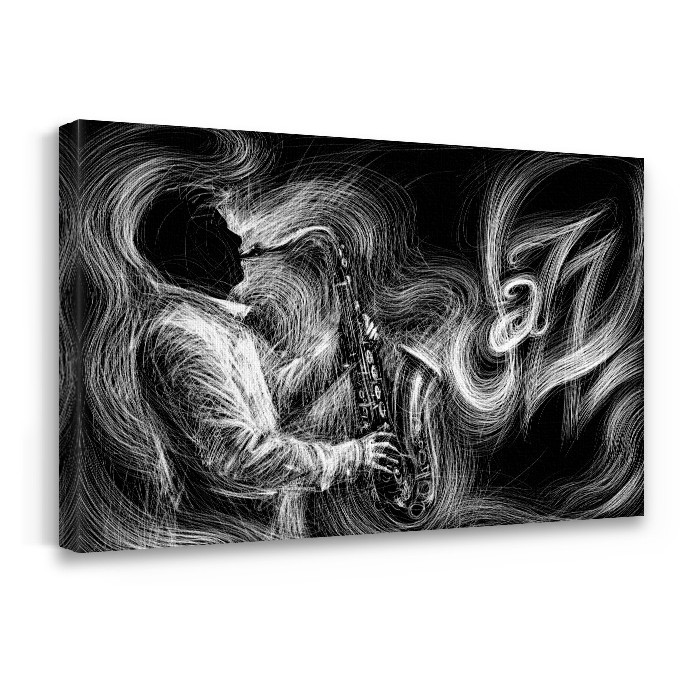 Τζαζ σαξοφωνίστας σε Πίνακα σε καμβά με τελάρο