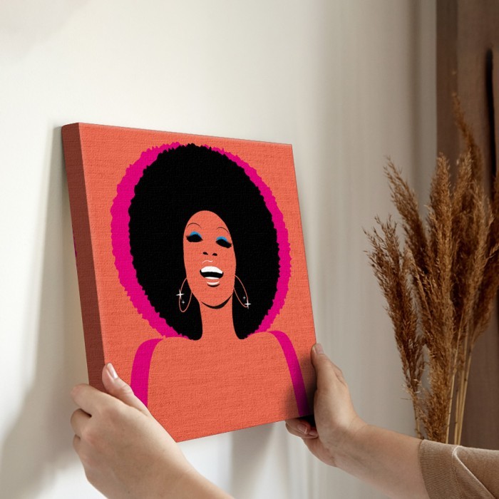 Αφροαμερικανίδα τραγουδίστρια σε Πίνακα σε καμβά για την διακόσμηση τοίχου