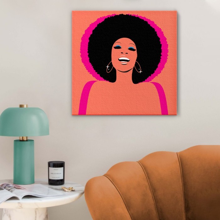 Αφροαμερικανίδα τραγουδίστρια σε Πίνακα σε καμβά για το σαλόνι