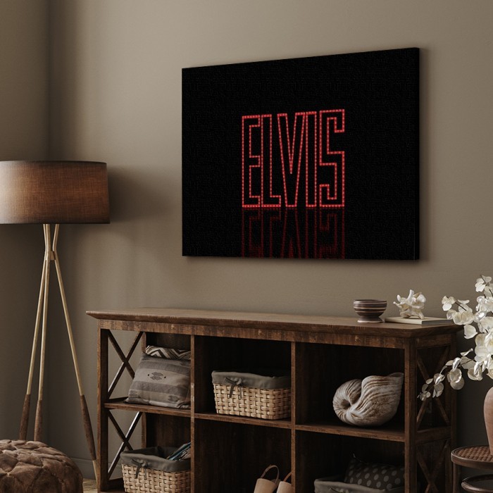 Πίνακας σε καμβά για το σαλόνι Led text Elvis