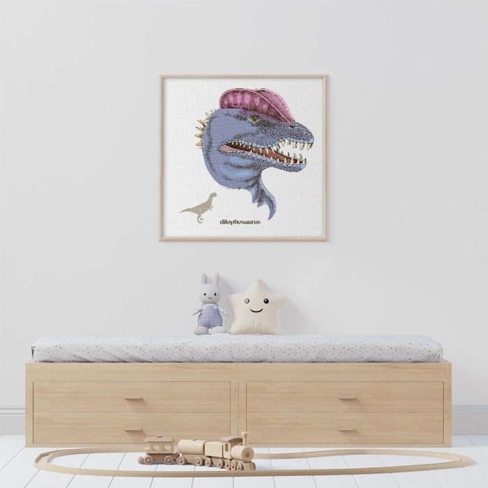 Διλοφόσαυρος σε Πίνακα σε καμβά με κορνίζα 