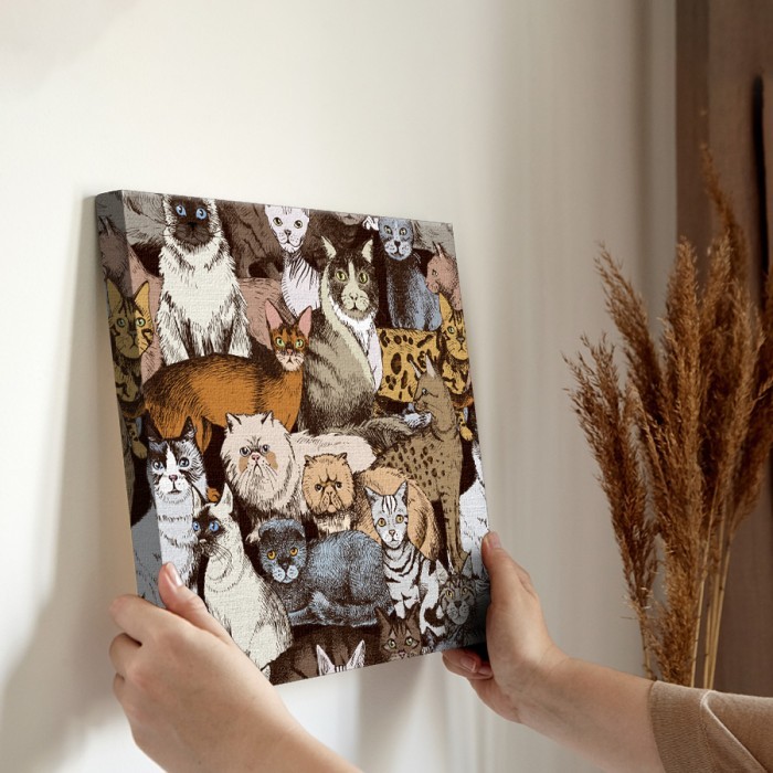 Πολύχρωμες γάτες σε Πίνακα σε καμβά για την διακόσμηση τοίχου